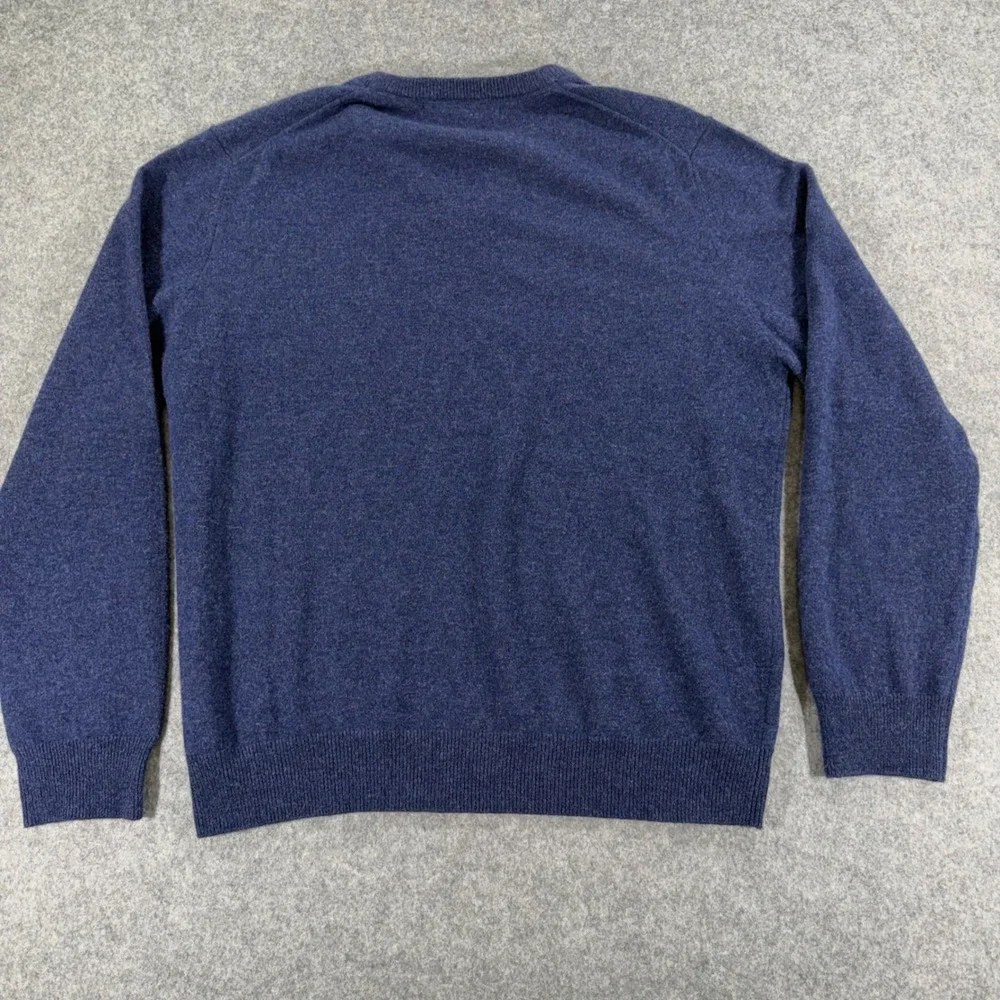Mens Bloomingdale's Cashmere V-Neck Sweater Blue Heather‎ Large